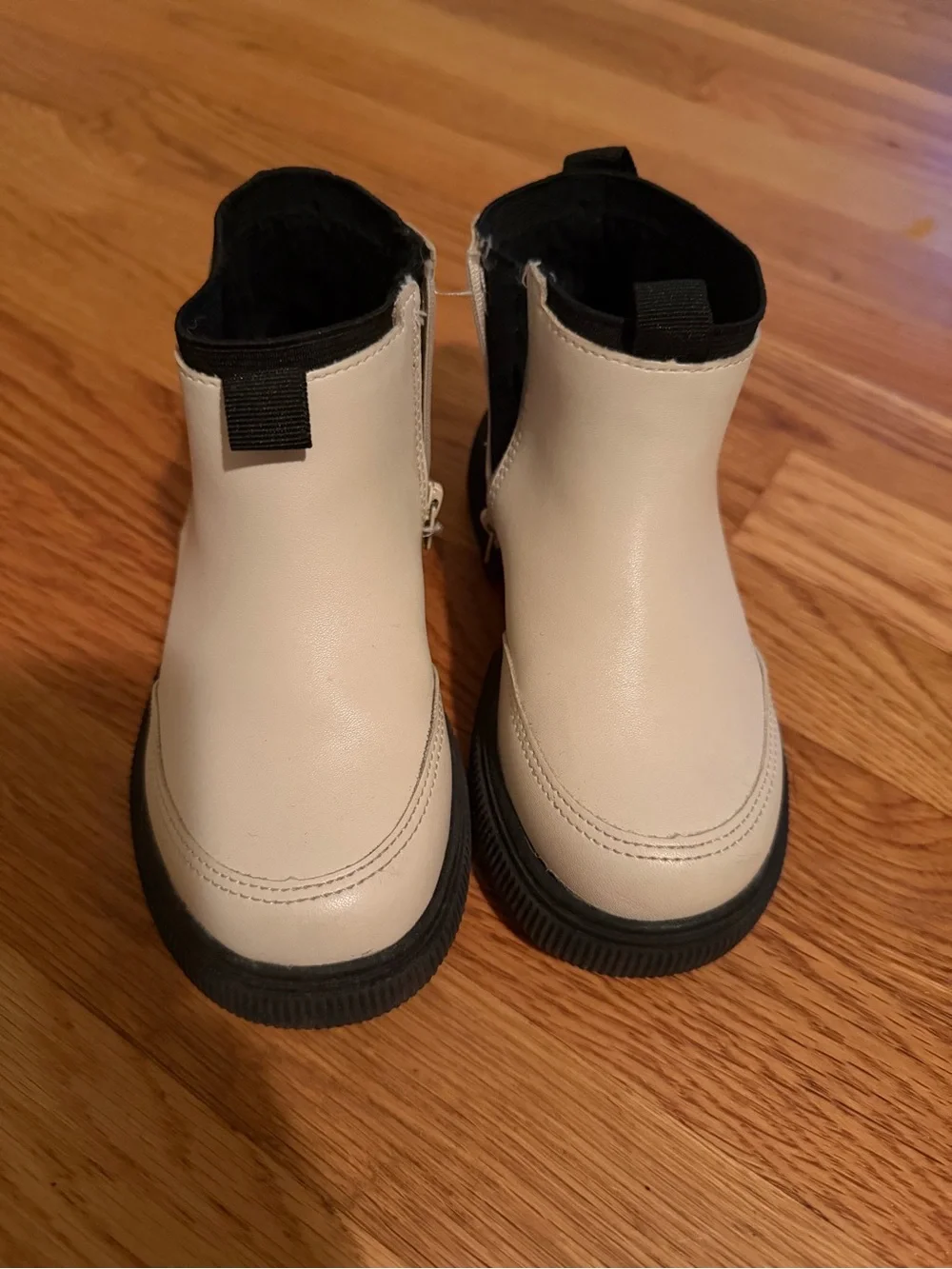 Zara Kids Cream Black Chelsea Ankle Boots EU 28 US 11 Side Zip